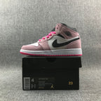 Jordan 1 Mid Pink White Black Sneakers 852542-801