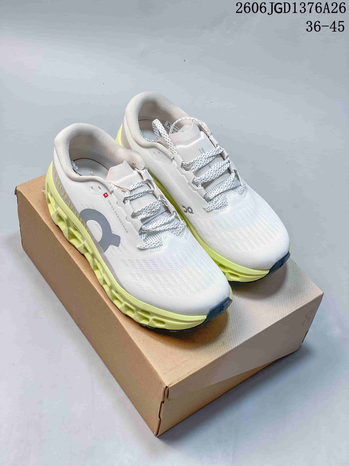 On Cloudmonster 3 Running Shoes, White and Lime