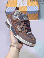 Louis Vuitton Trainer Sneakers in Red and Brown