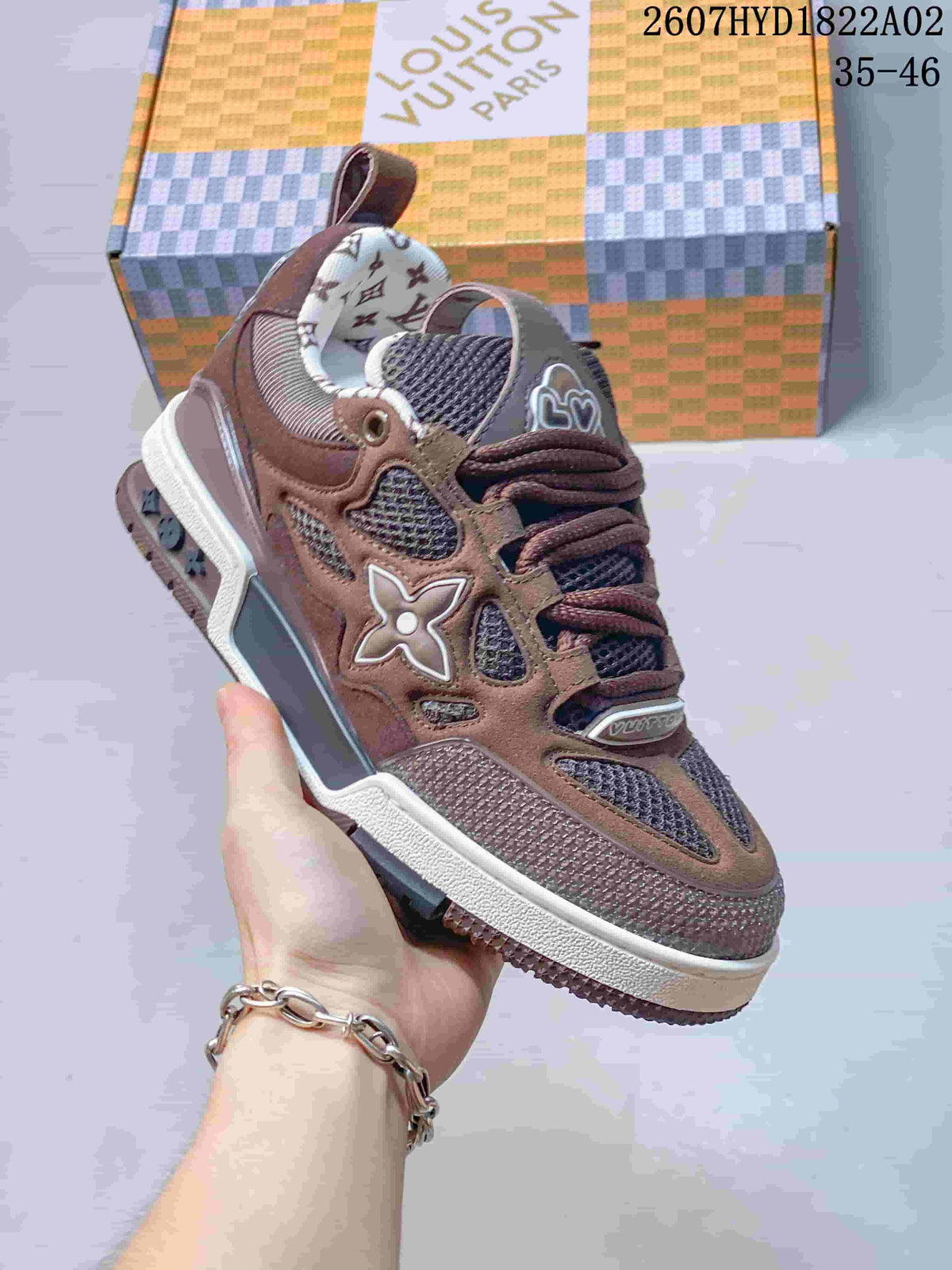 Louis Vuitton Trainer Sneakers in Red and Brown