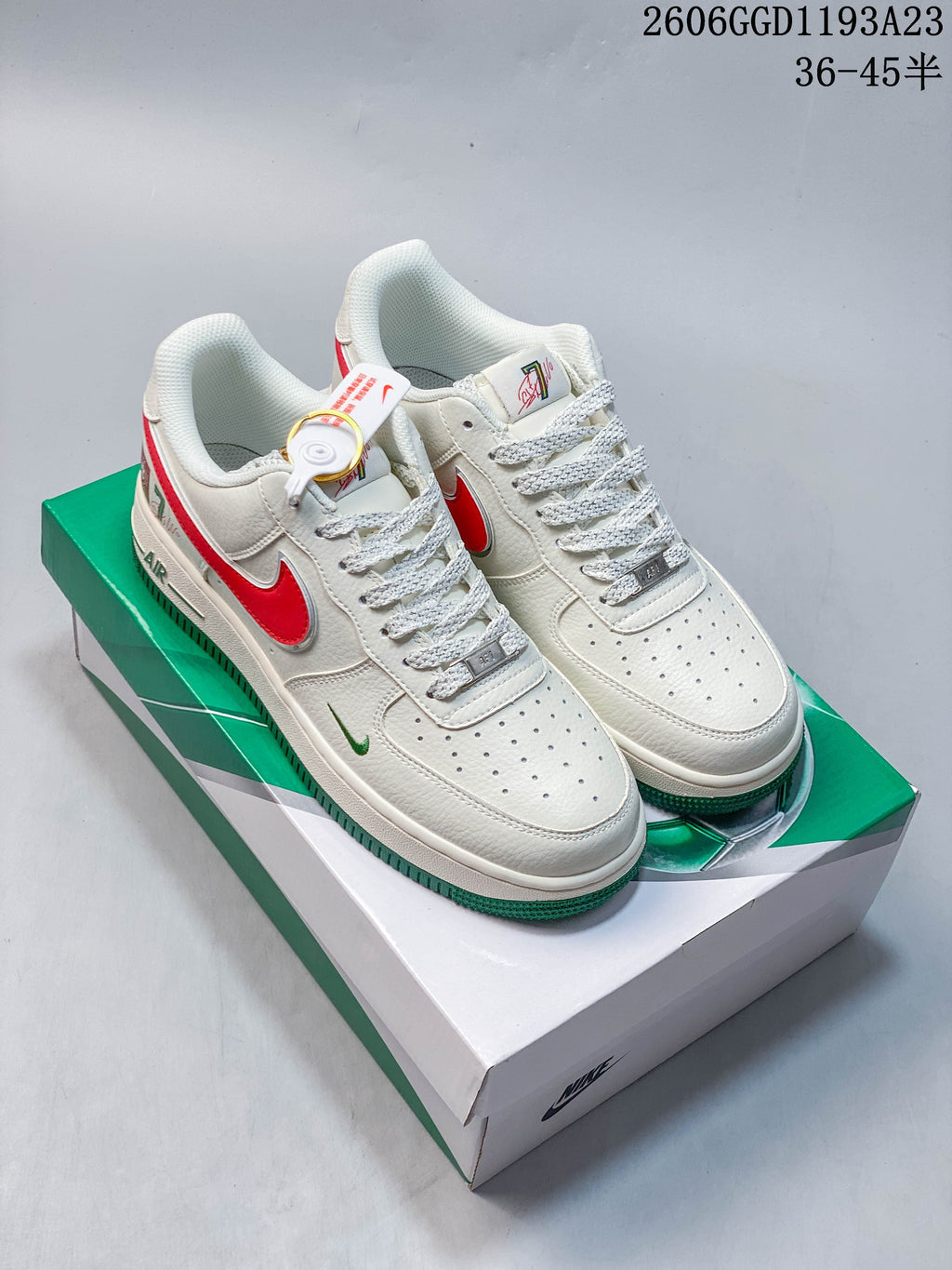 Nike Air Force 1 White Red Green Sneakers
