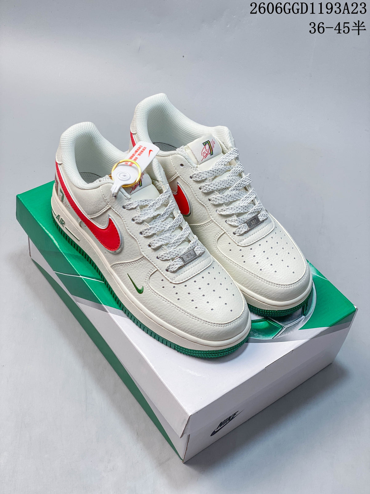 Nike Air Force 1 White Red Green Sneakers