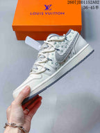 Jordan Air Jordan 1 Low White and Gray Monogram Sneakers JDD1152A02