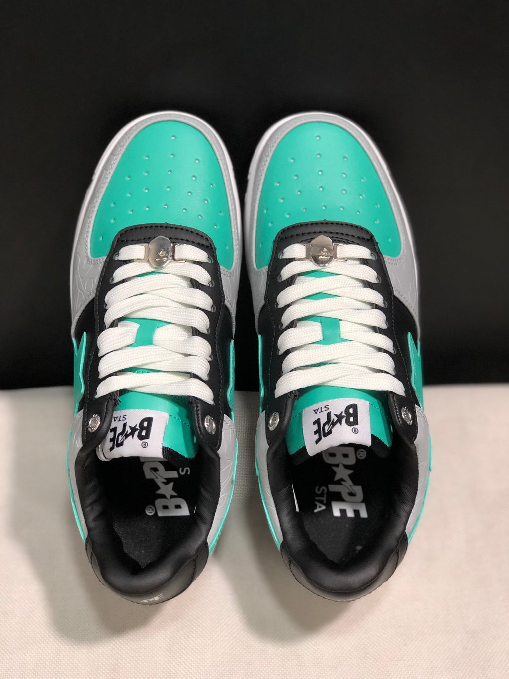 BAPE Bape Sta Low-Top Sneakers Black Grey Turquoise