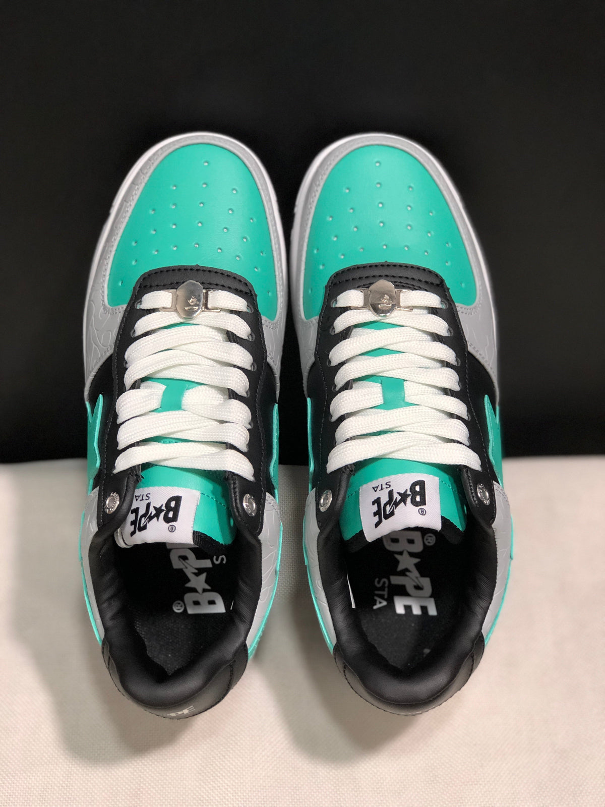 BAPE Bape Sta Low-Top Sneakers Black Grey Turquoise