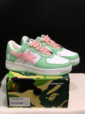 BAPE Bape Sta Low-Top Sneakers Mint Green and Pink