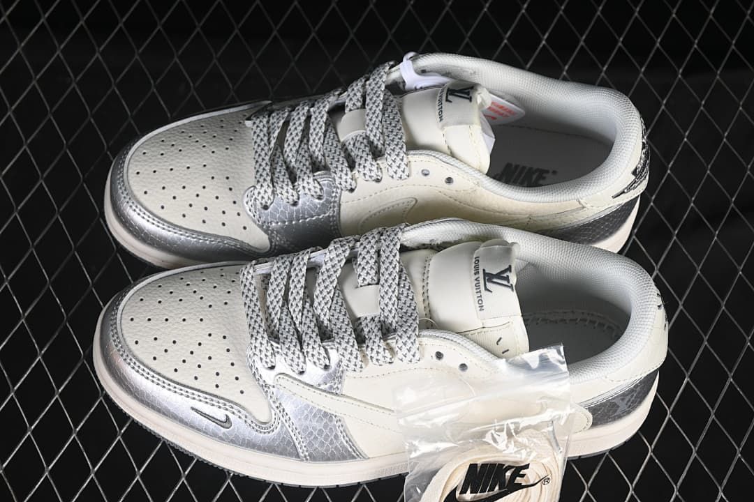 Air Jordan 1 Low OG SP Silver and White Sneakers
