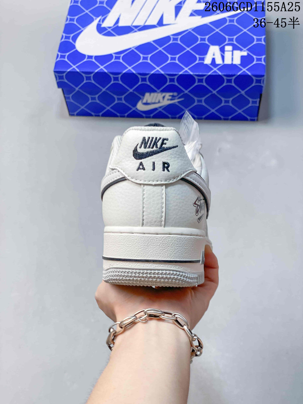 Nike Air Force 1 Off-White Sneakers with Stussy-Style Graphics