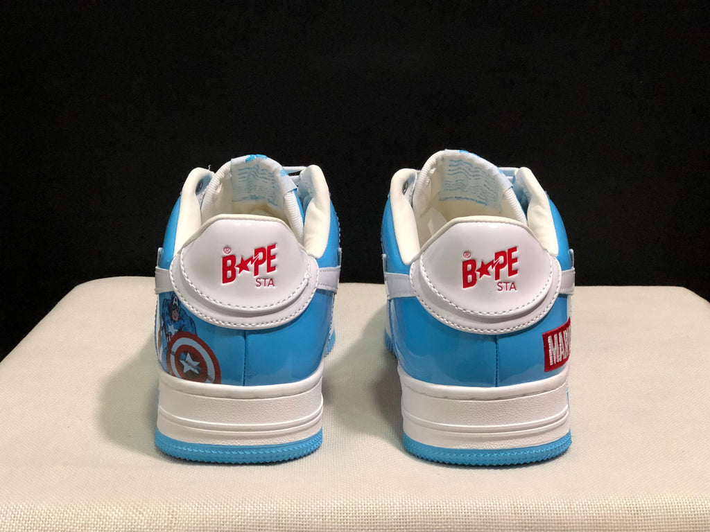 BAPE BAPE STA Low-Top Sneakers Blue Red White Marvel Style