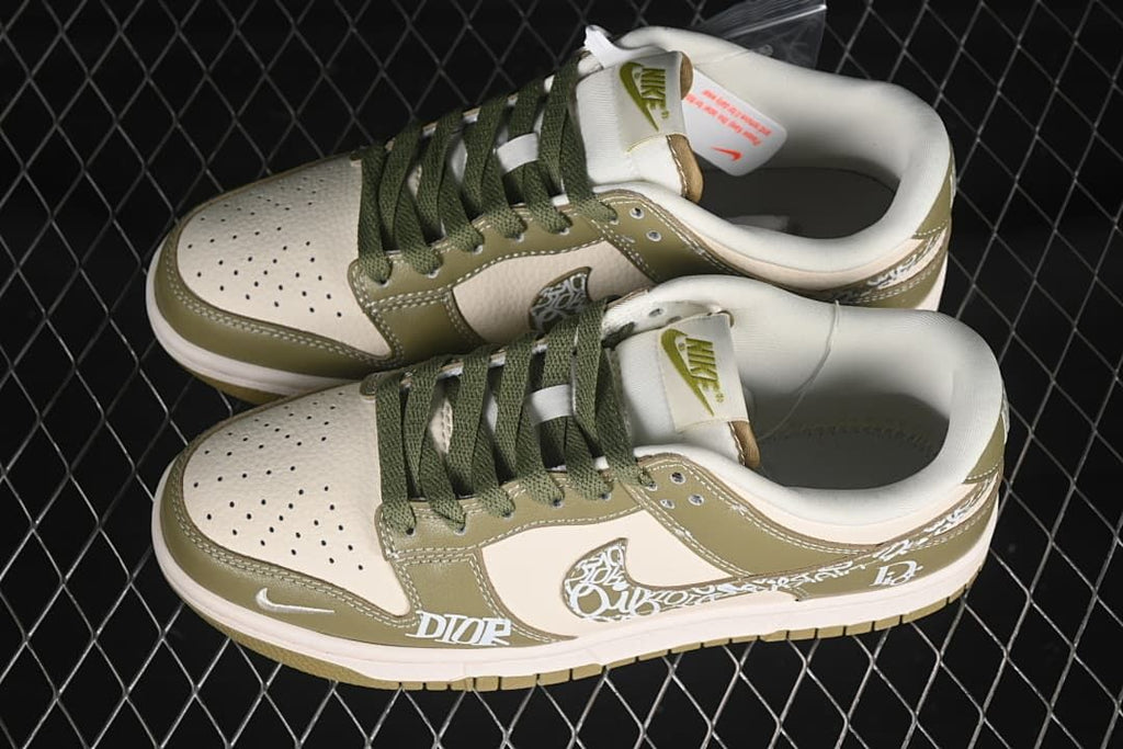 Nike SB Dunk Low Olive Green and Cream Low-Top Sneakers