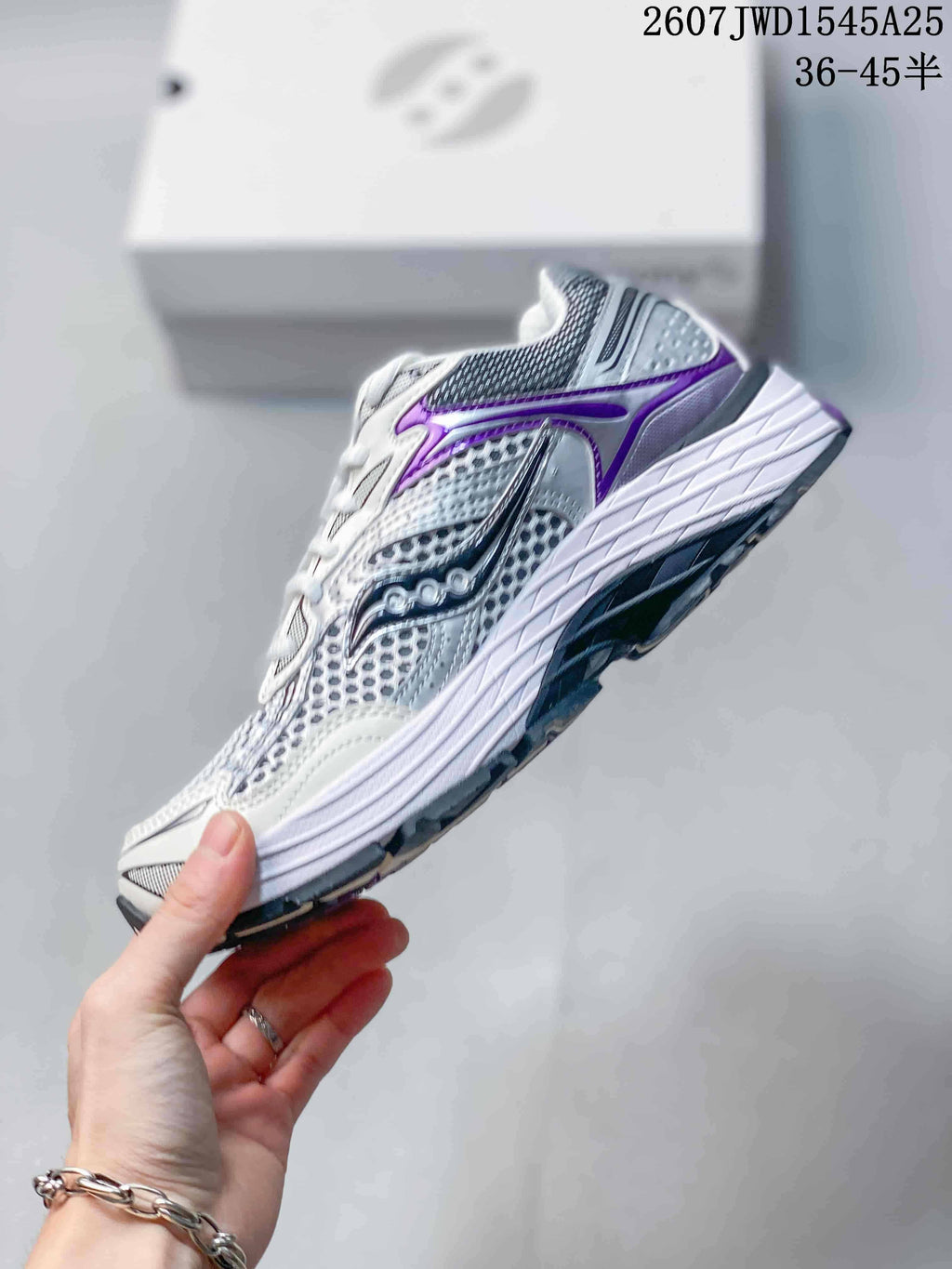 Saucony Pro Grid Omni 9 White Purple Running Sneakers