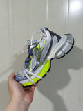 9074 Low-Top Sneakers in Silver, White and Neon Green