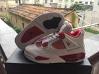 Jordan 4 Retro White and Red High-Top Sneakers