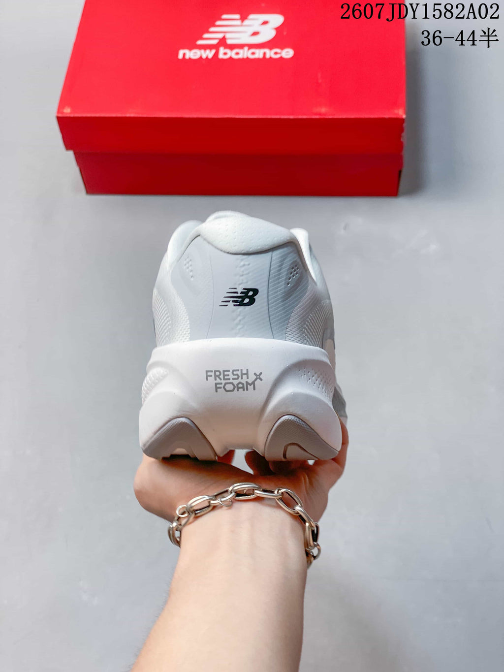 New Balance Fresh Foam X Running Shoes, White and Silver, MELPS05S