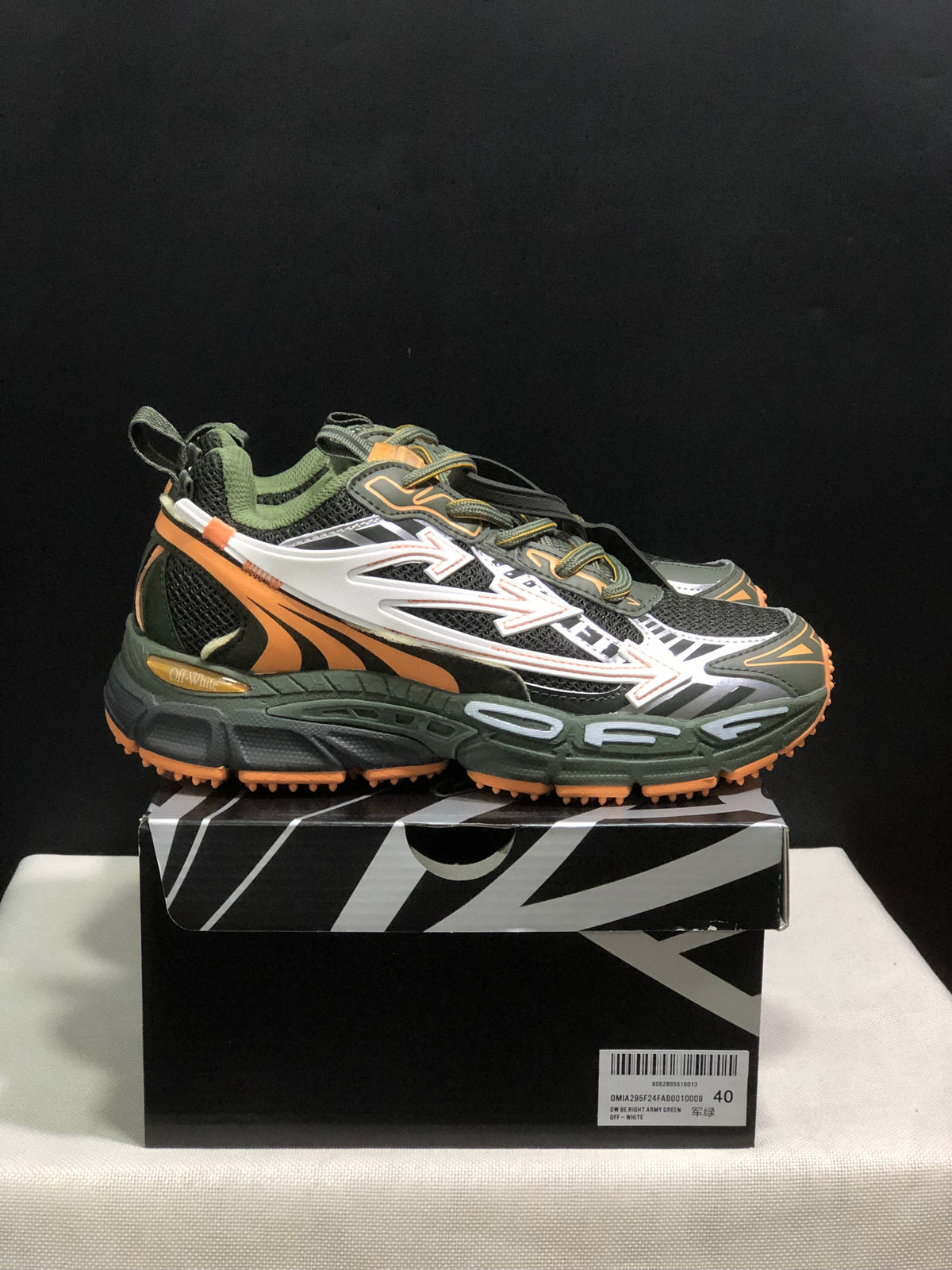 OFF-WHITE Be Right Back Sneakers Olive Black Orange