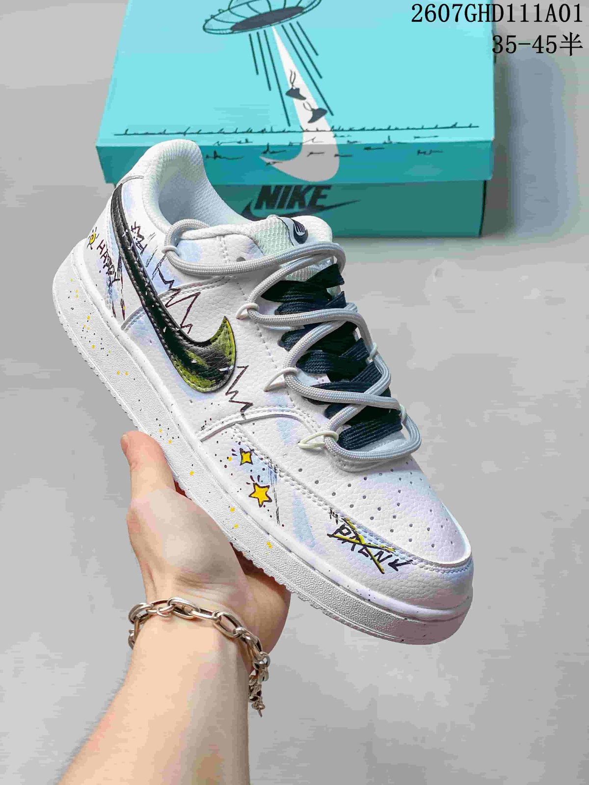 Nike Court Vision Low DIY Custom White Sneakers