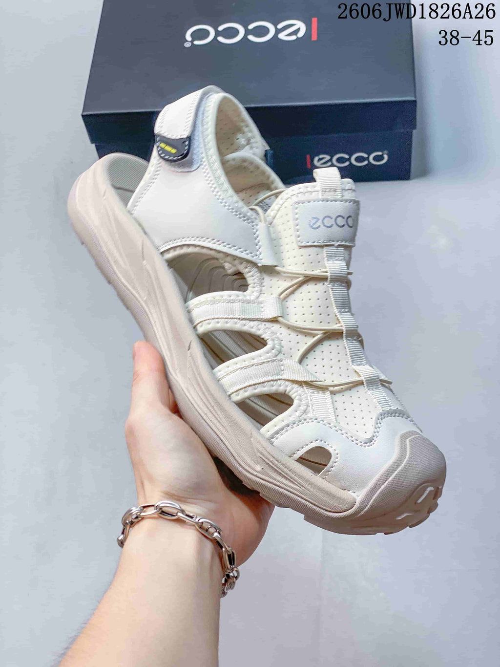 ECCO Open-Toe Sandals with Adjustable Bungee Lacing