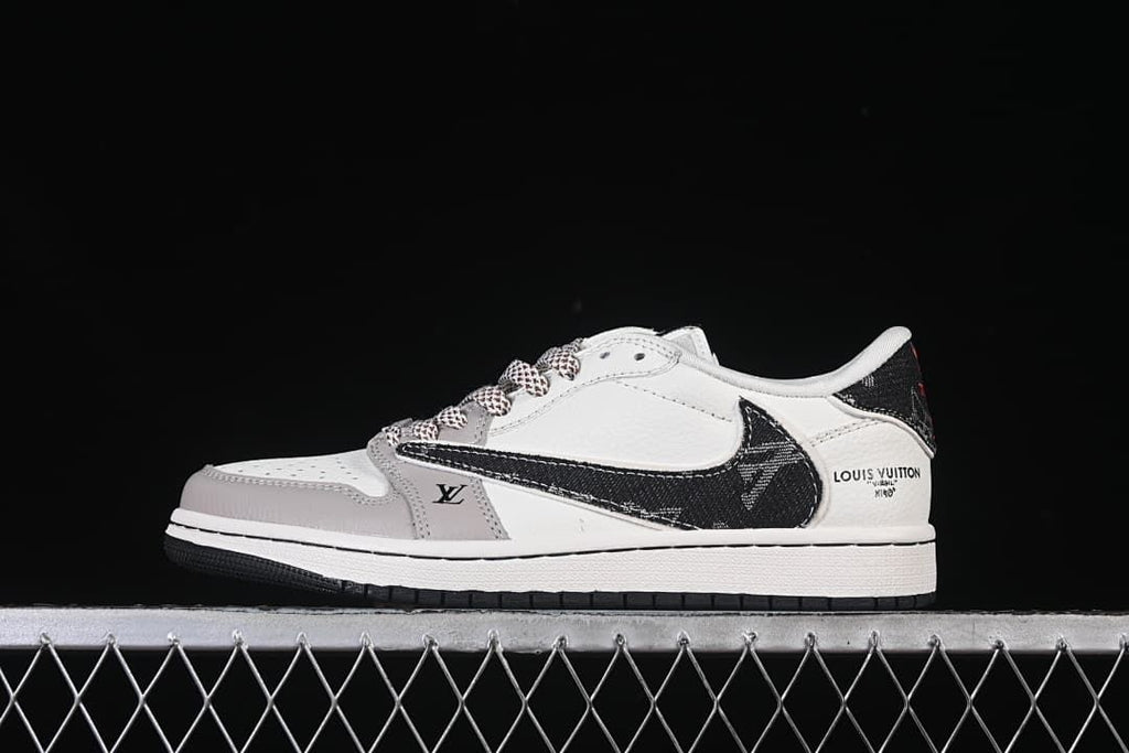 Air Jordan 1 Low Sneakers in White, Grey and Black