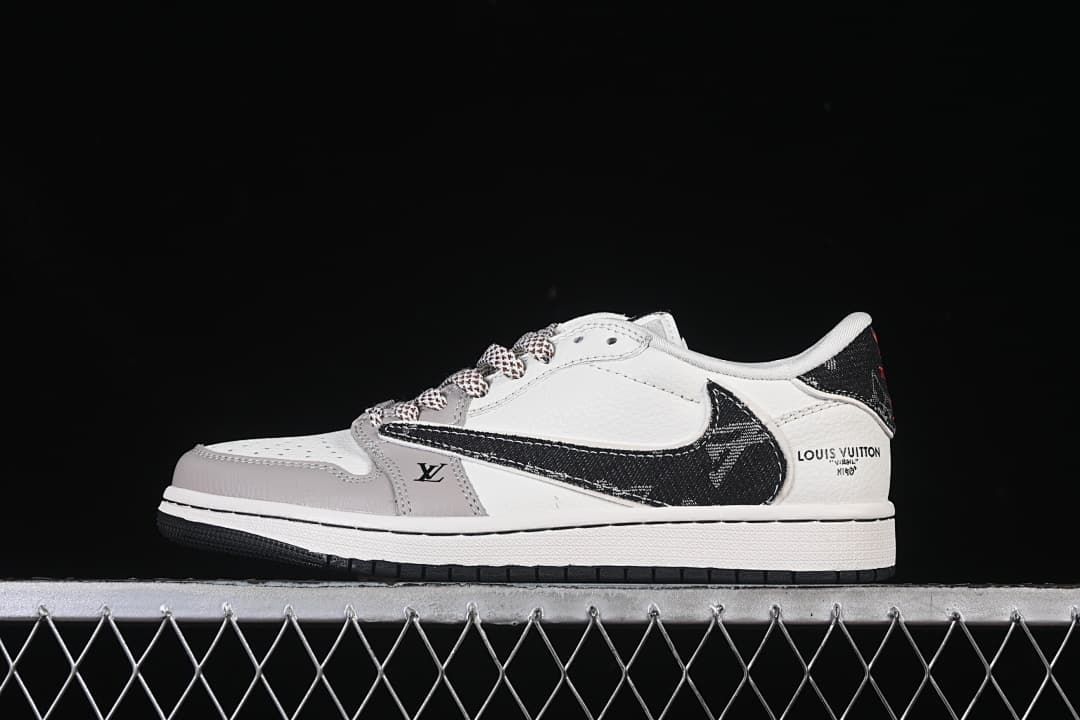 Air Jordan 1 Low Sneakers in White, Grey and Black