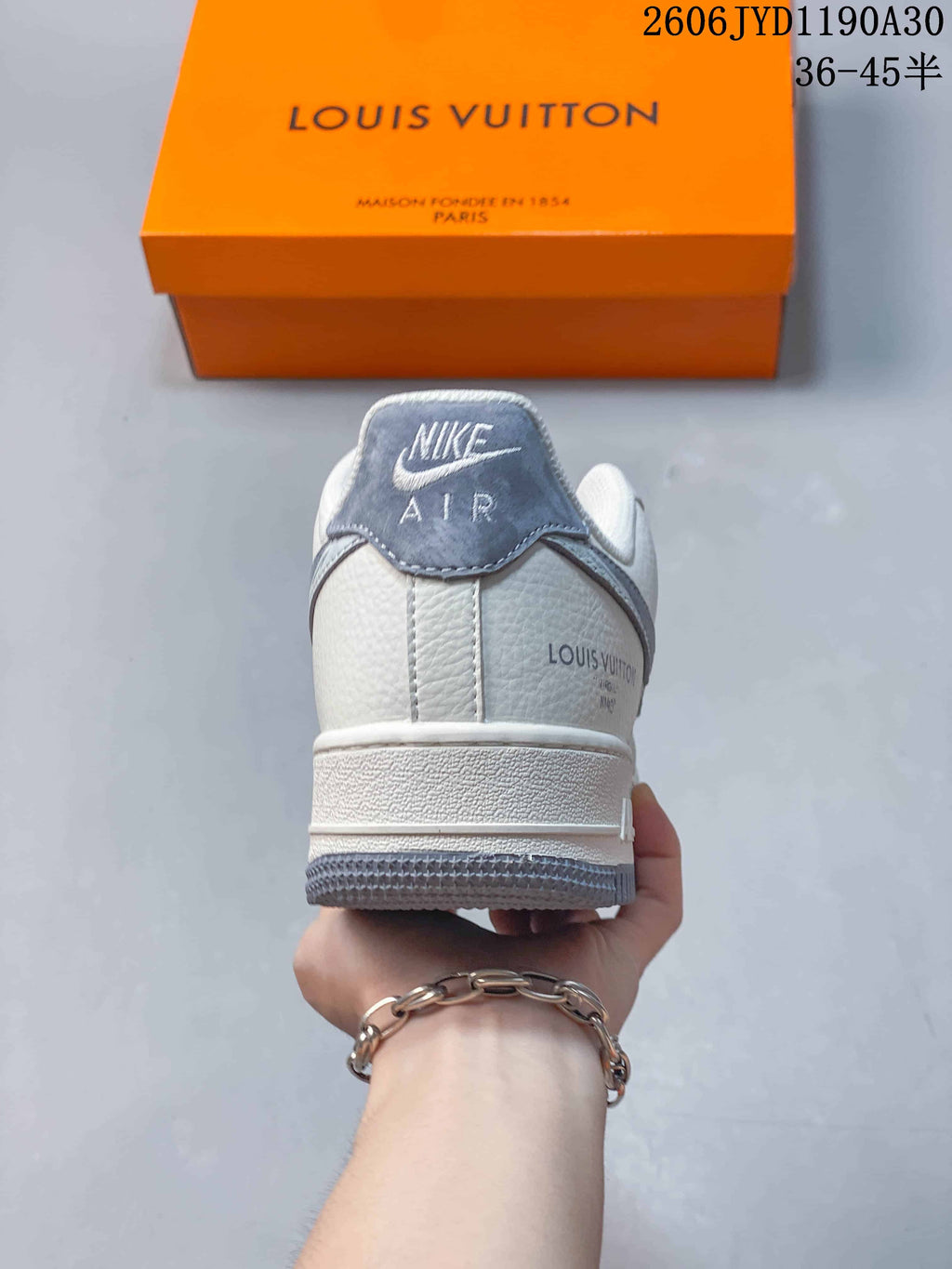 Nike Air Force 1 Low Custom Sneakers in Off-White and Gray