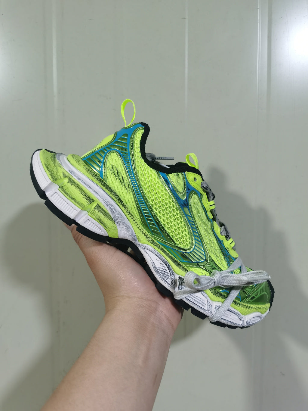 Nike 7019 Mesh Sneakers Fluorescent Yellow and Blue