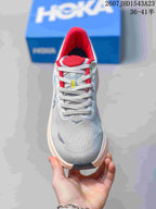 HOKA Bondi 9 Running Shoes Grey White Red Blue