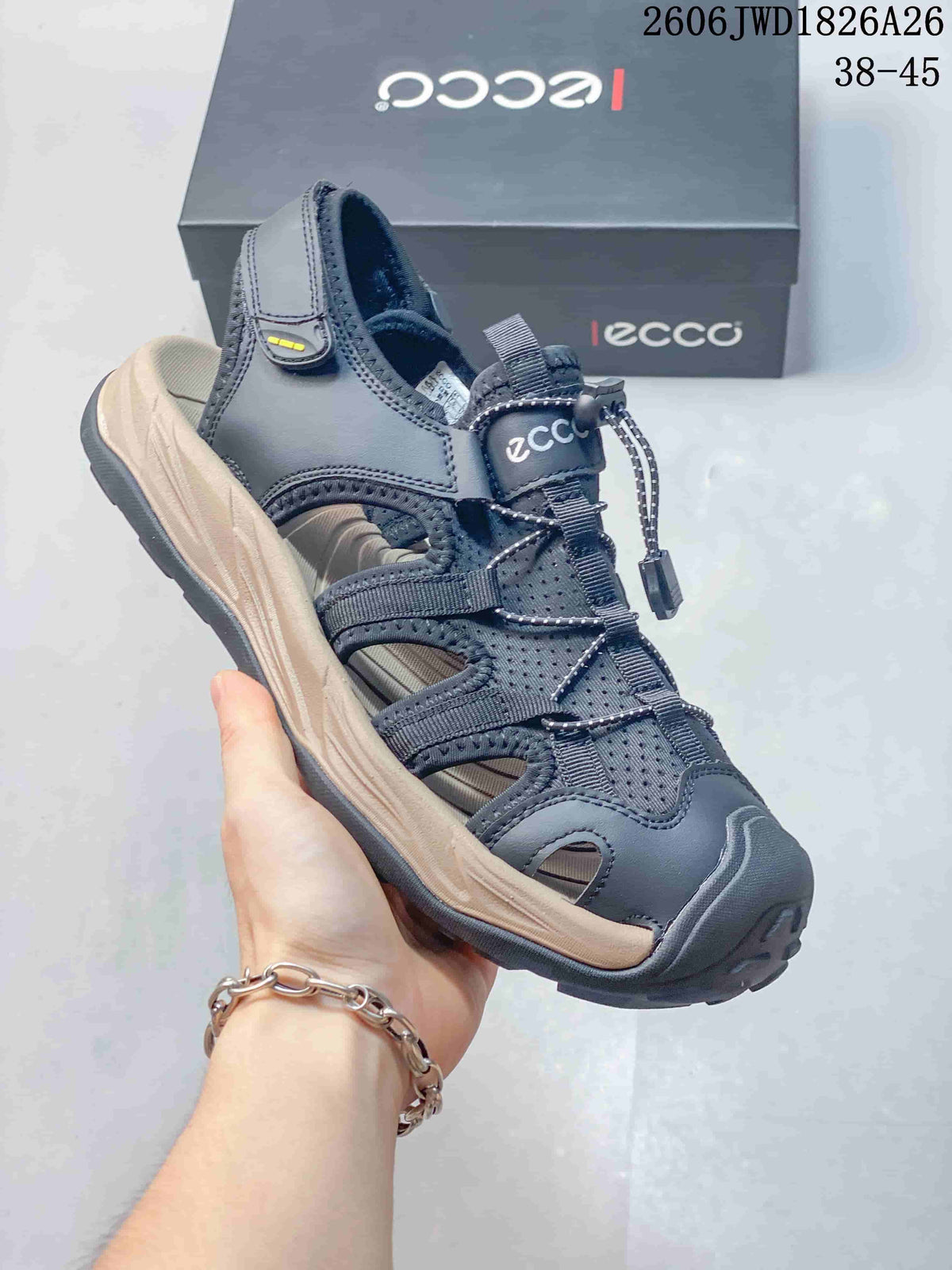ECCO Open-Toe Sandals with Adjustable Bungee Lacing
