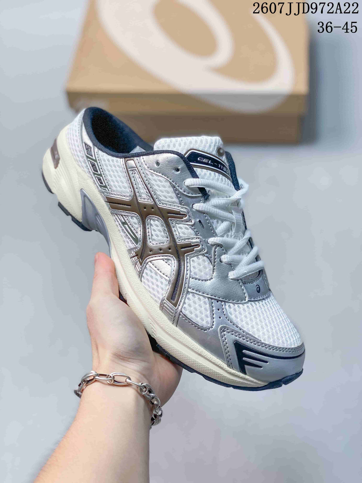 ASICS Gel-1130 White Silver Mesh Sneakers
