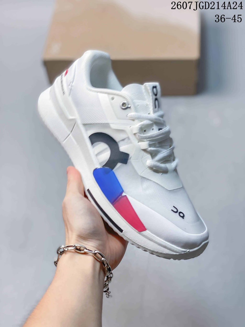 On THE ROGER Pro 2 Tennis Shoes White Blue Pink 2607TGD214A24