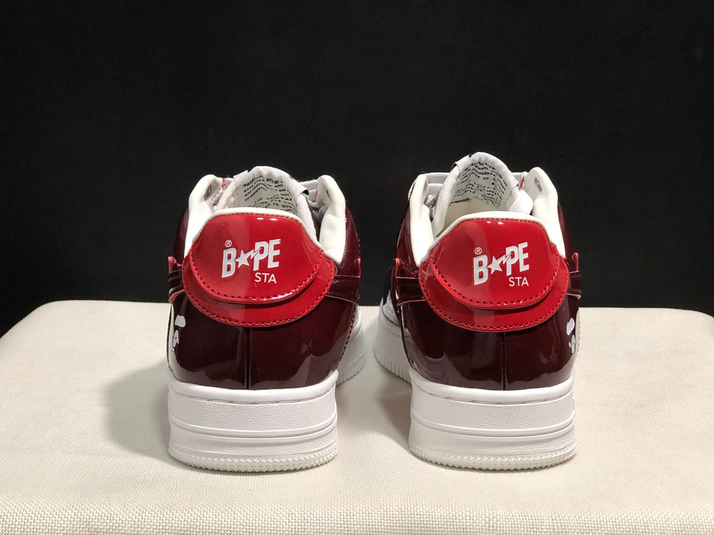 Bape Sta Low-Top Sneakers Burgundy and Orange