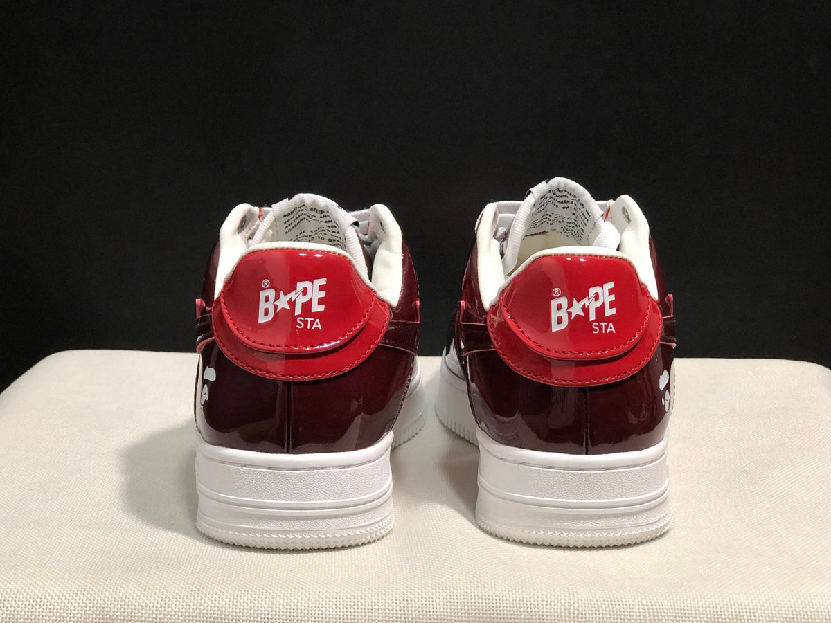 Bape Sta Low-Top Sneakers Burgundy and Orange