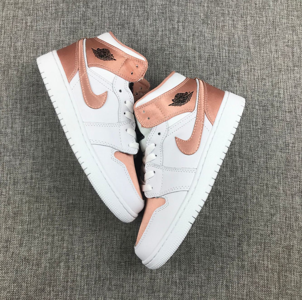 Jordan 1 Mid Rose Gold Silk Women's Sneakers 555112-190