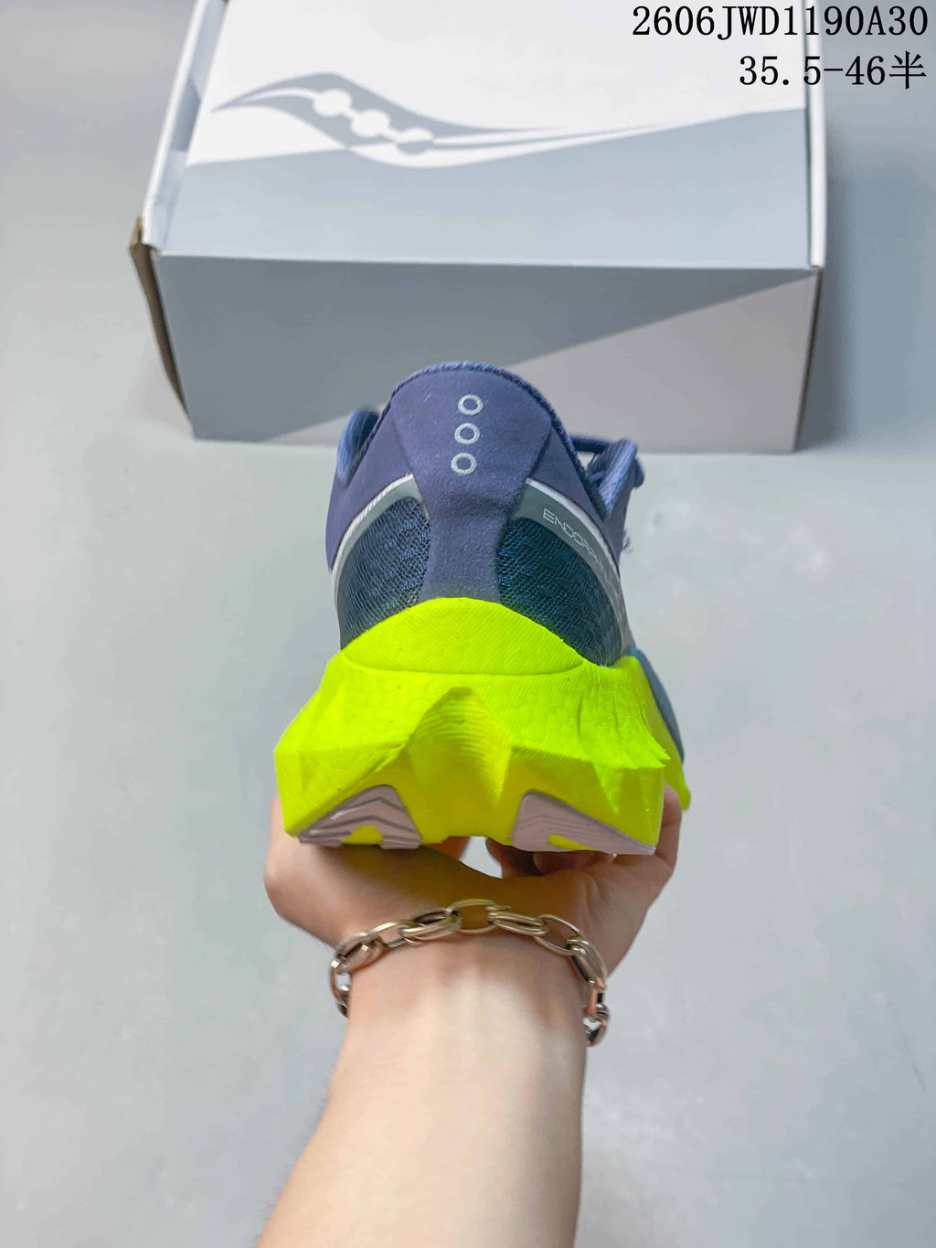 Saucony Endorphin Pro 4 Running Shoes, Navy and Neon