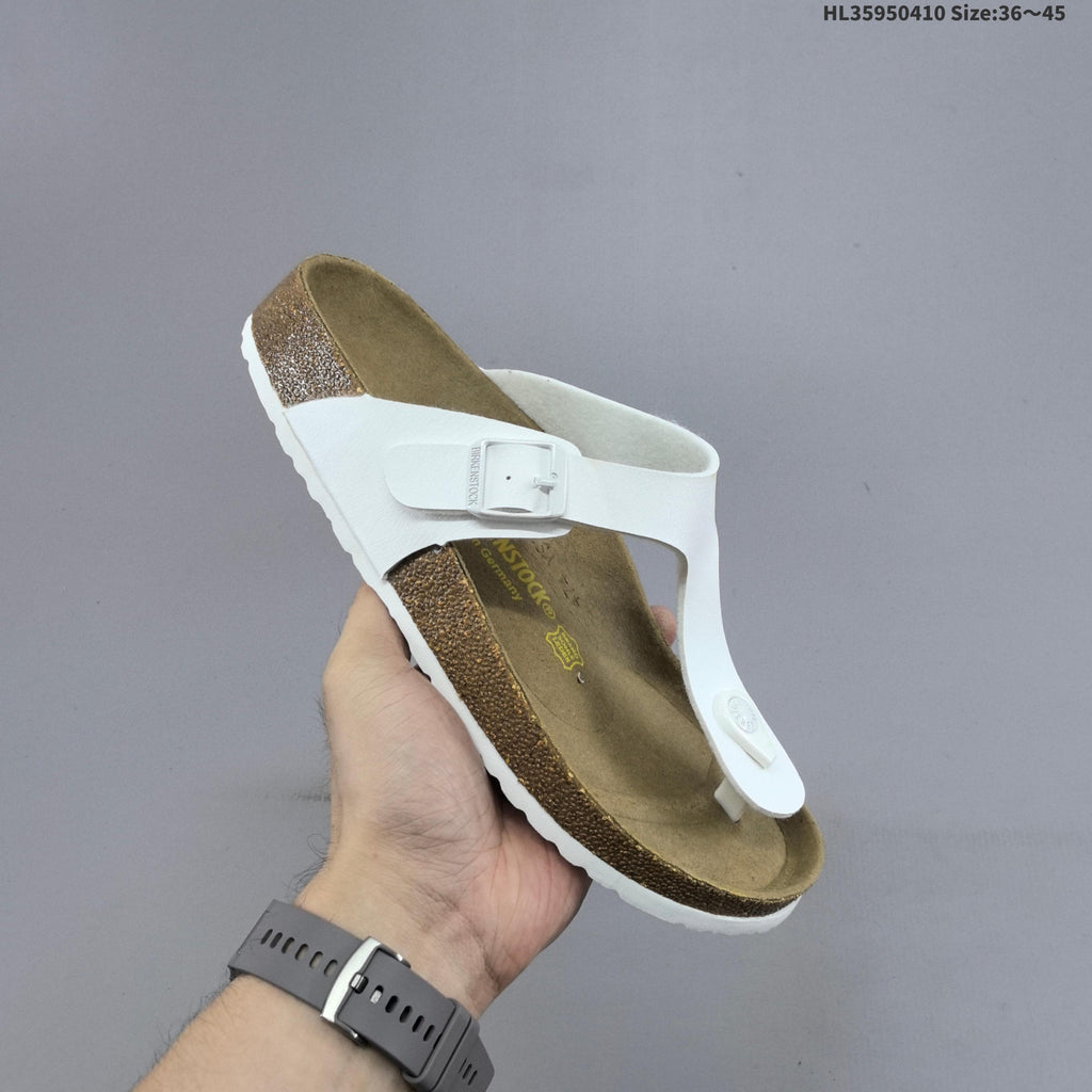 Birkenstock Arizona and Gizeh Sandals in White and Brown