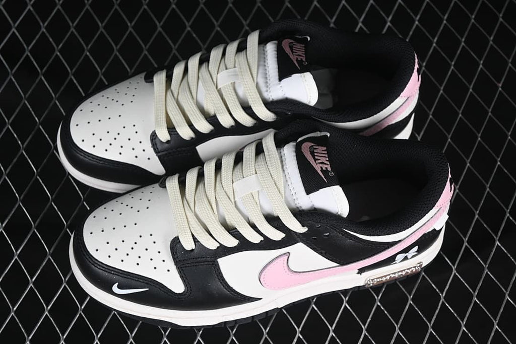 Nike SB Dunk Low Black White Pink Bow Sneakers