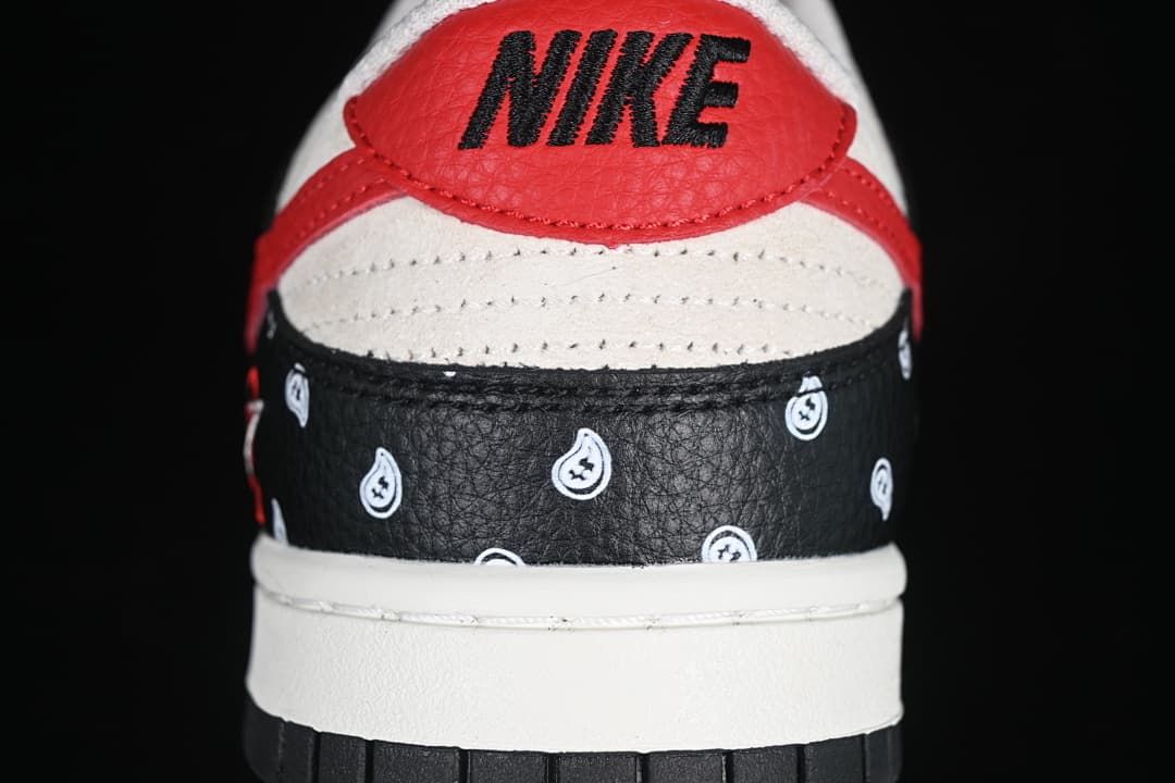 Nike SB Dunk Low Sneakers Black White Red Paisley