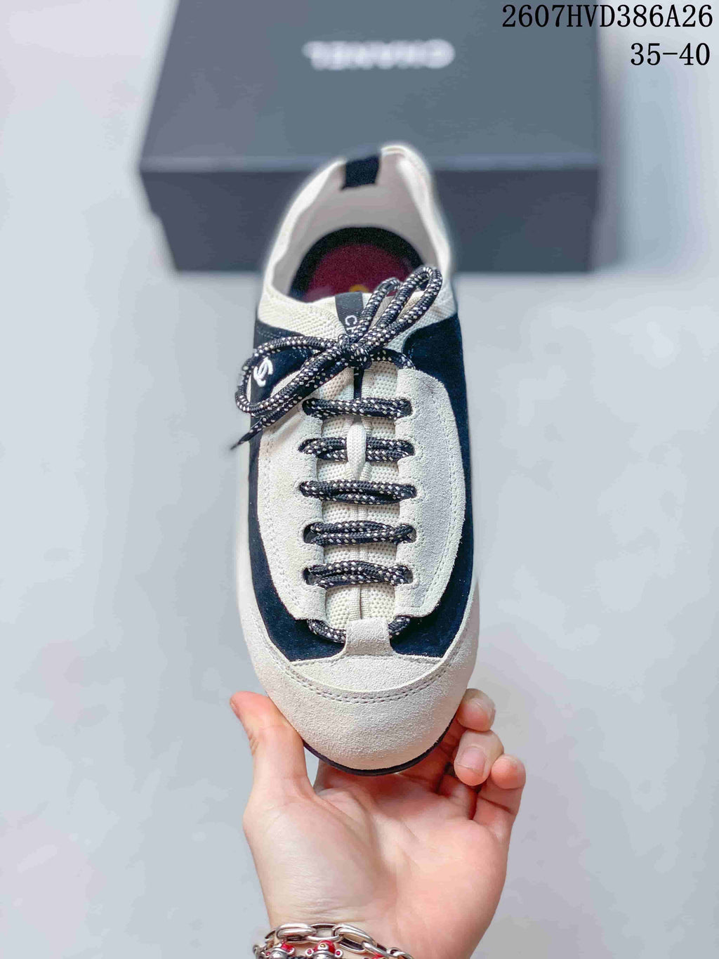 Chanel Black and White Low-Top Sneakers 2607HVD386A26