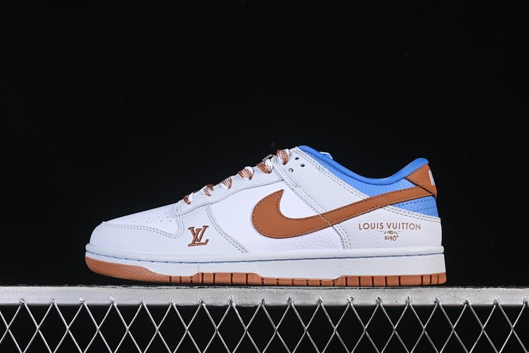 Nike SB Dunk Low White Brown Blue Low-Top Sneakers