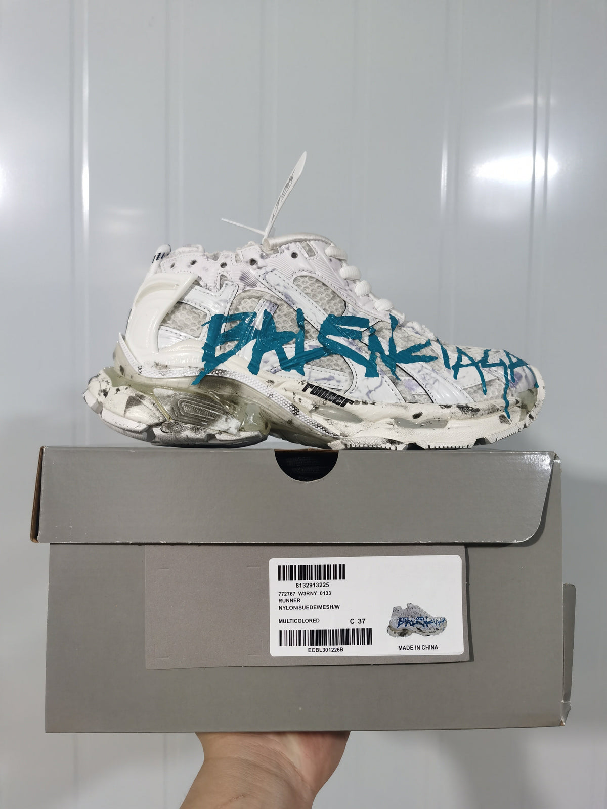 Balenciaga Runner Sneakers White Blue 0133