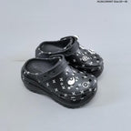 Crocs Platform Clogs Black White Print HL061300407