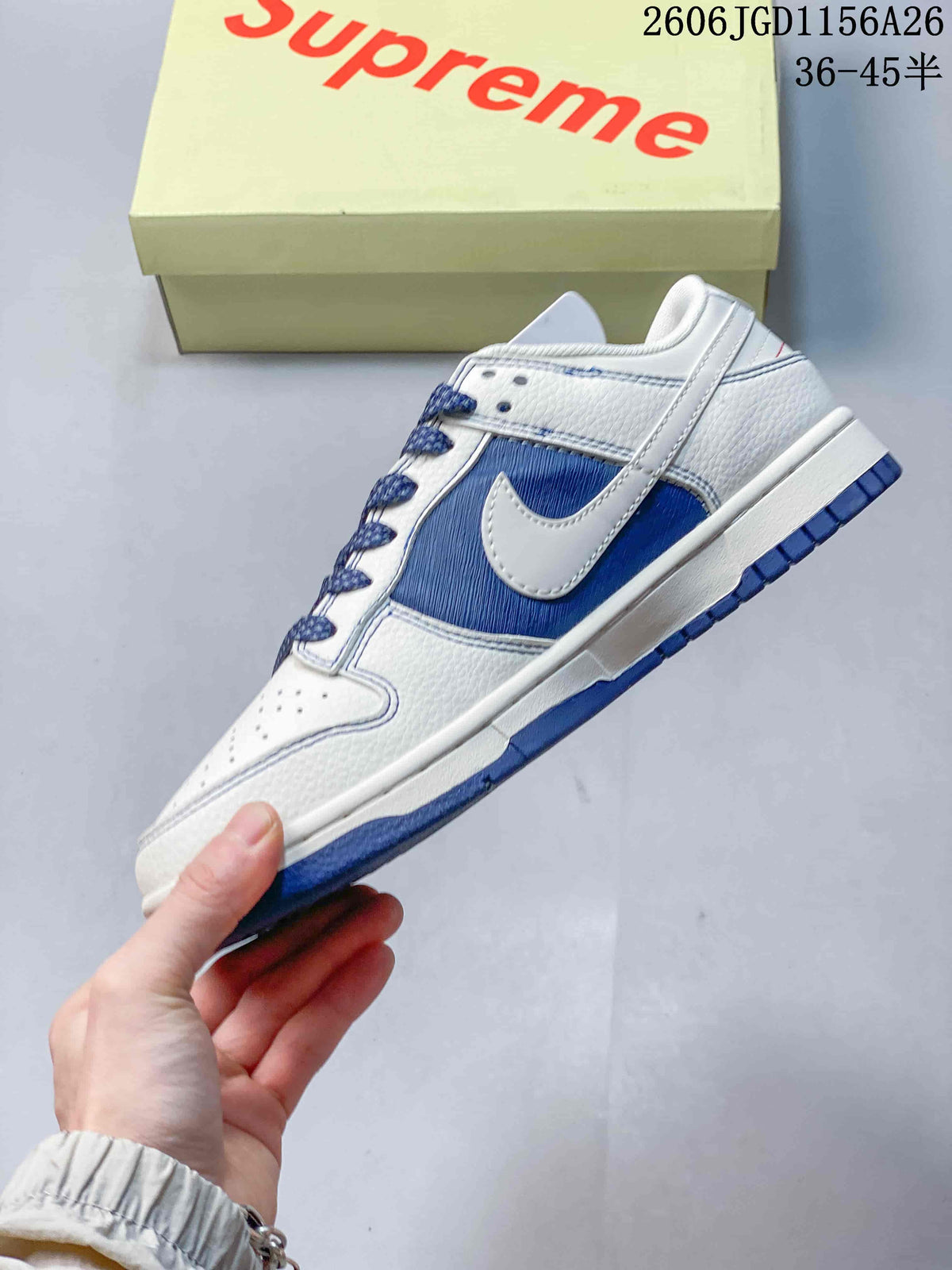 Nike Dunk Low White and Blue Sneakers