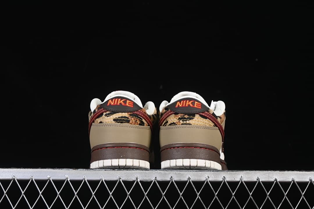 Nike Dunk Low Sneakers in Sail, Olive and Burgundy