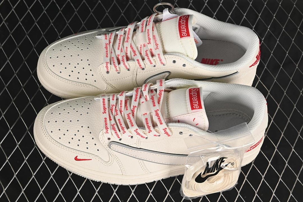 Air Jordan 1 Low OG SP Sneakers in Off-White and Red