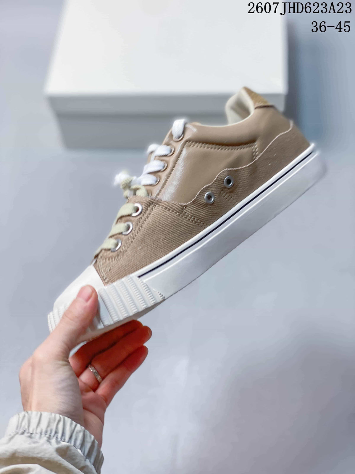 Maison Martin Margiela Canvas Leather Sneakers Taupe 2607JHD623A23