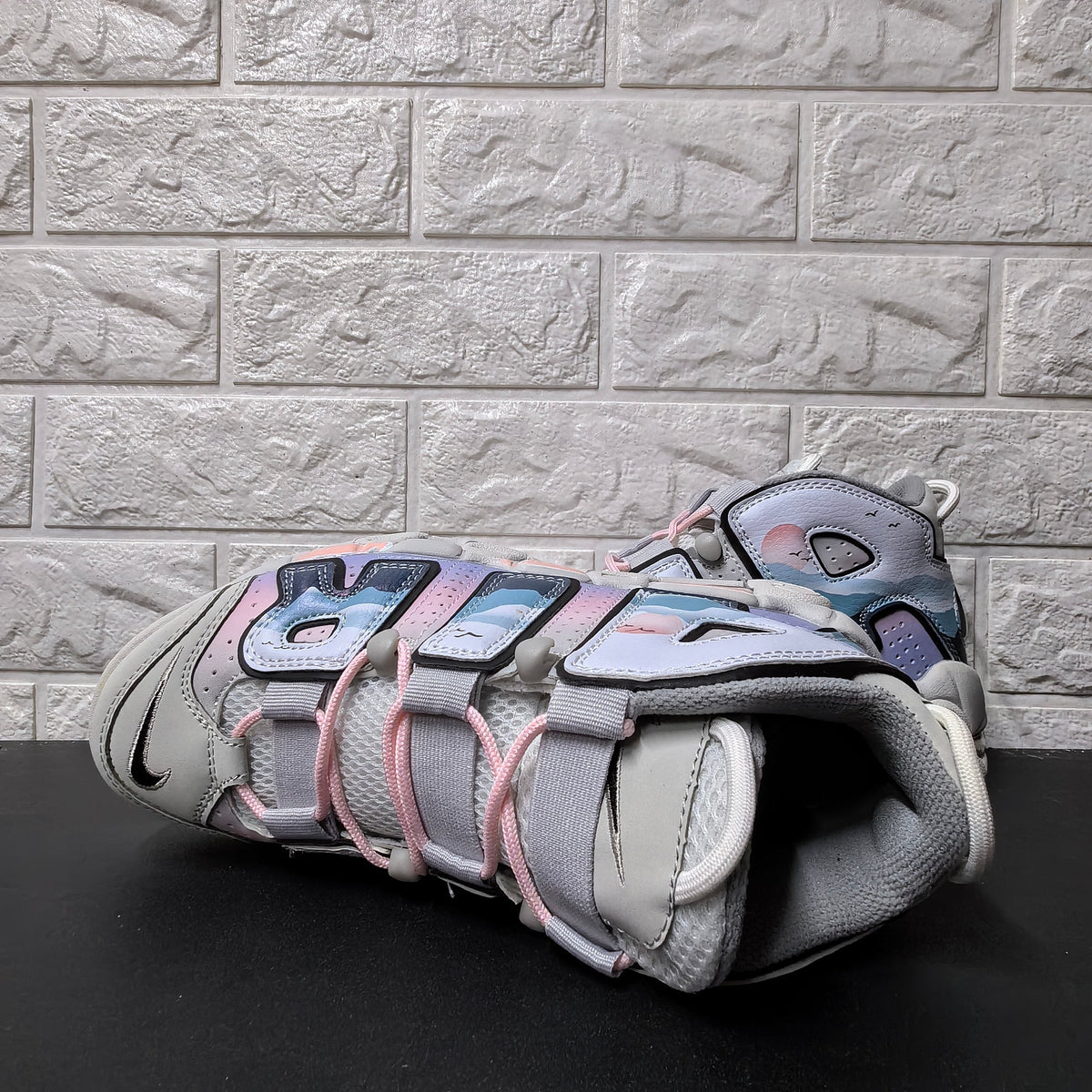 Nike Air More Uptempo Sunset Sneakers in Lavender and Blue