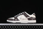 Nike SB Dunk Low White and Brown Monogram Sneakers