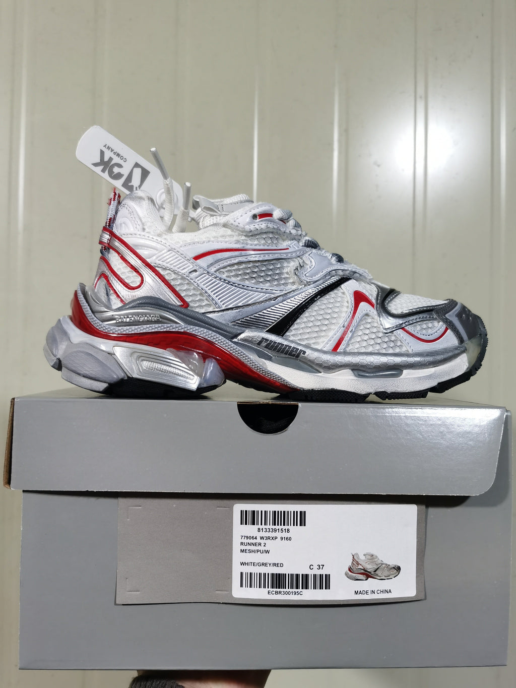 9160 Runner 2 Sneakers White and Red