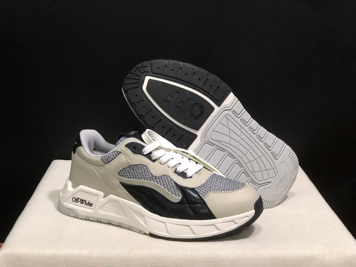 Off-White Low-Top Sneakers in Gray, Black and White