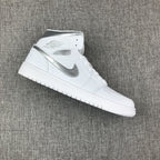 Air Jordan 1 Mid White Silver Sneakers 554724-105