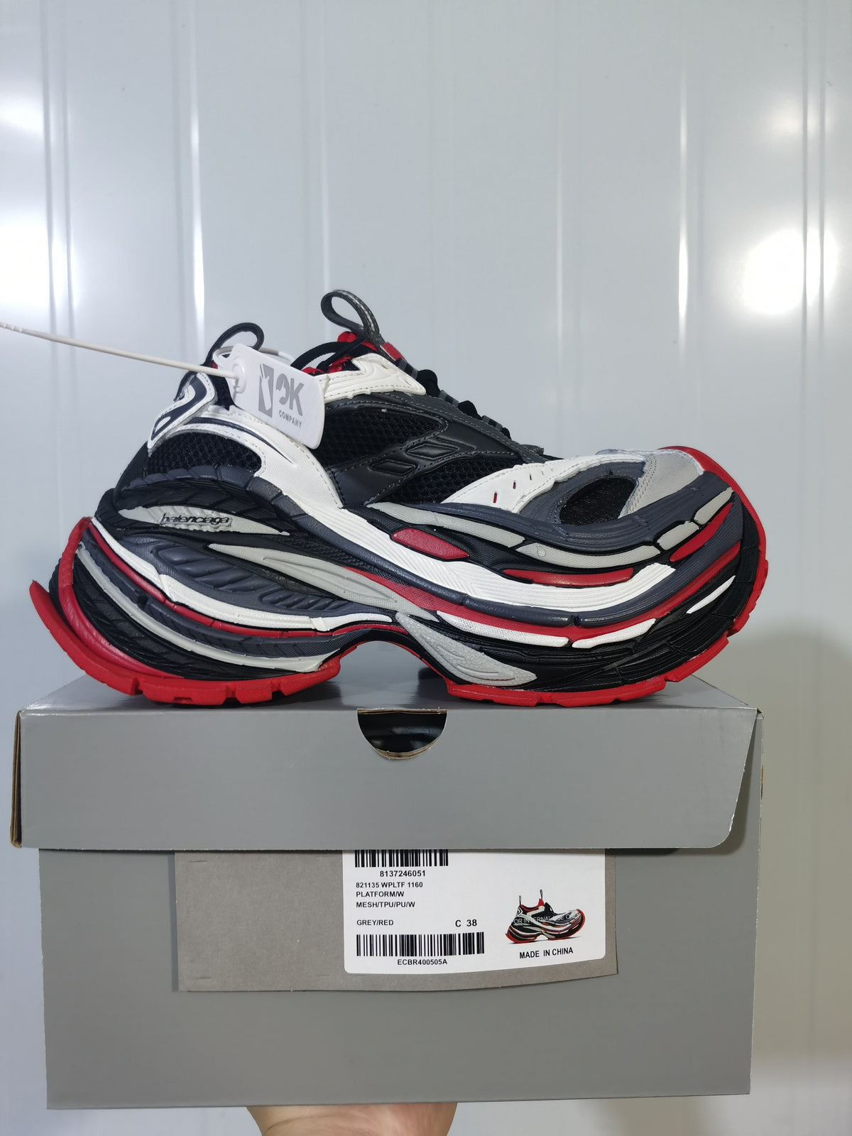 New Balance 1160 Platform Sneakers Grey Red